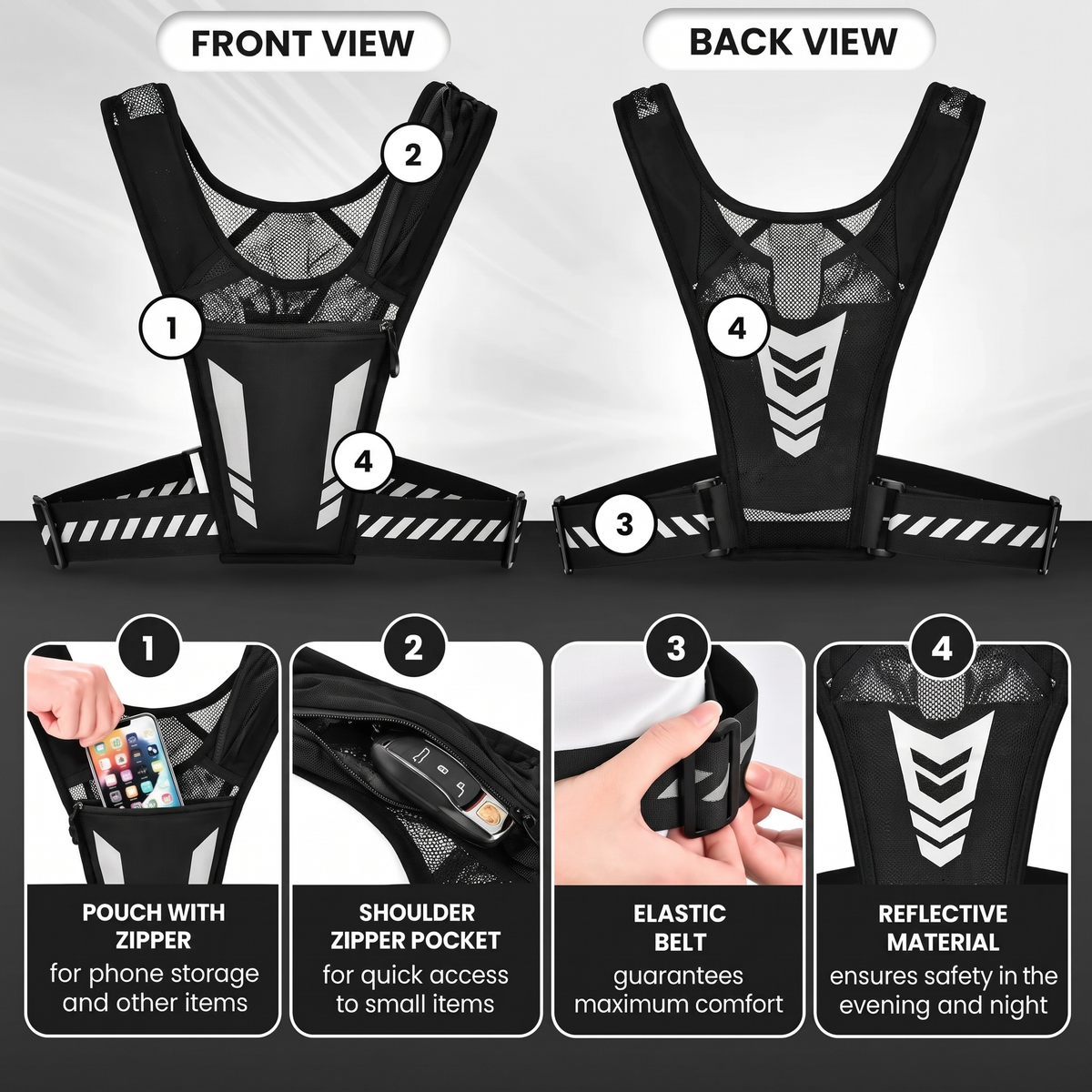 Hands-Free Reflective Running Vest